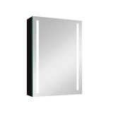 WELLFOR BG 20-in x 30-in Lighted LED Fog Free Surface Mount Black Mirrored Soft Close Medicine Cabinet