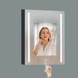 WELLFOR BG 20-in x 30-in Lighted LED Fog Free Surface Mount Black Mirrored Soft Close Medicine Cabinet