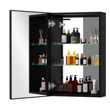 WELLFOR BG 30-in x 30-in Lighted LED Fog Free Surface Mount Black Mirrored Soft Close Medicine Cabinet