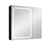 WELLFOR BG 30-in x 30-in Lighted LED Fog Free Surface Mount Black Mirrored Soft Close Medicine Cabinet