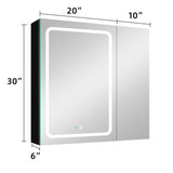 WELLFOR BG 30-in x 30-in Lighted LED Fog Free Surface Mount Black Mirrored Soft Close Medicine Cabinet