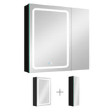 WELLFOR BG 30-in x 30-in Lighted LED Fog Free Surface Mount Black Mirrored Soft Close Medicine Cabinet