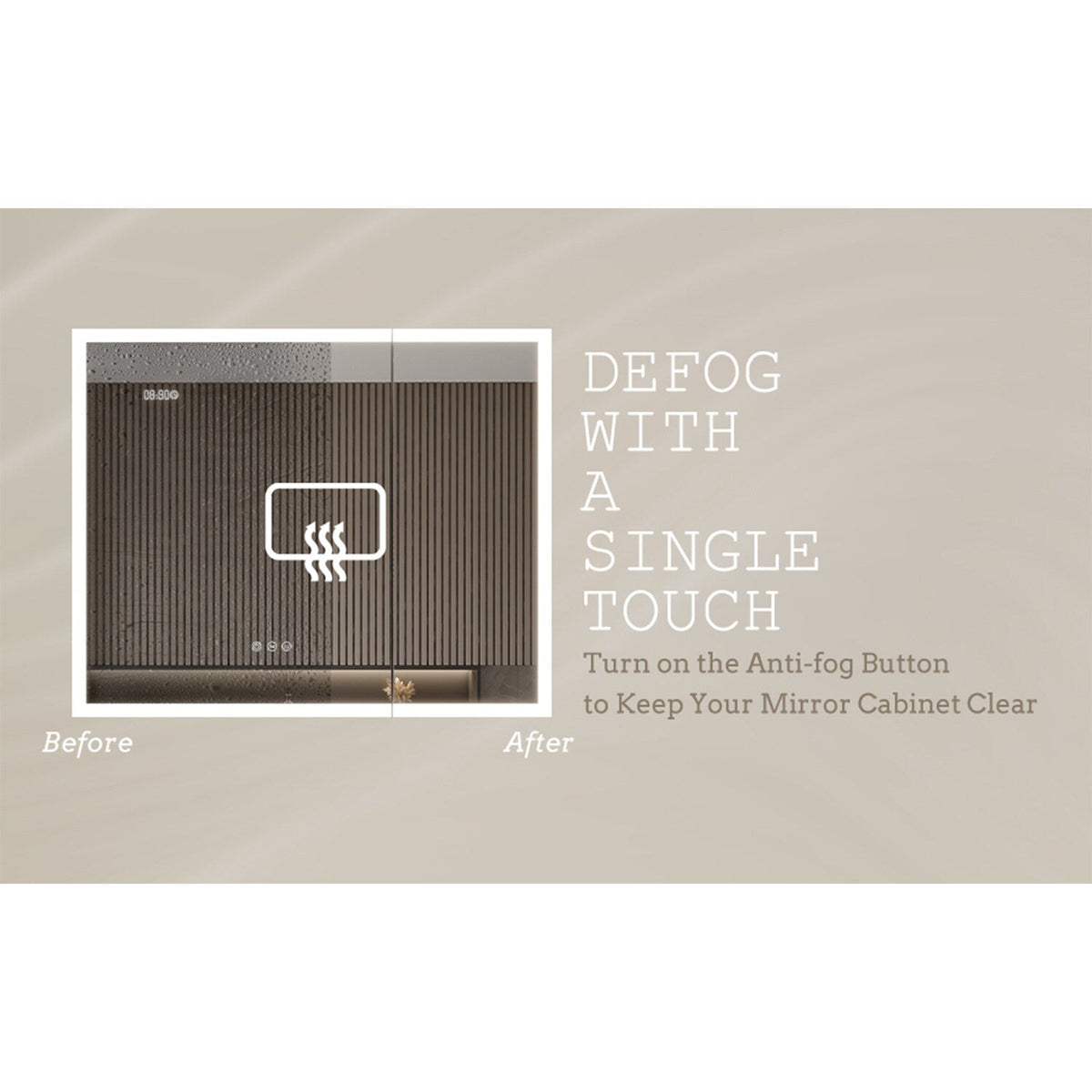 WELLFOR 36-in x 30-in Lighted LED Fog Free Surface Mount Silver Mirrored Soft Close Medicine Cabinet with Outlet
