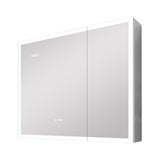 WELLFOR 36-in x 30-in Lighted LED Fog Free Surface Mount Silver Mirrored Soft Close Medicine Cabinet with Outlet