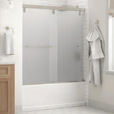 Simplicity 60 x 59-1/4 in. Frameless Mod Soft-Close Sliding Bathtub Door in Nickel with 1/4 in. (6mm) Clear Glass - Super Arbor