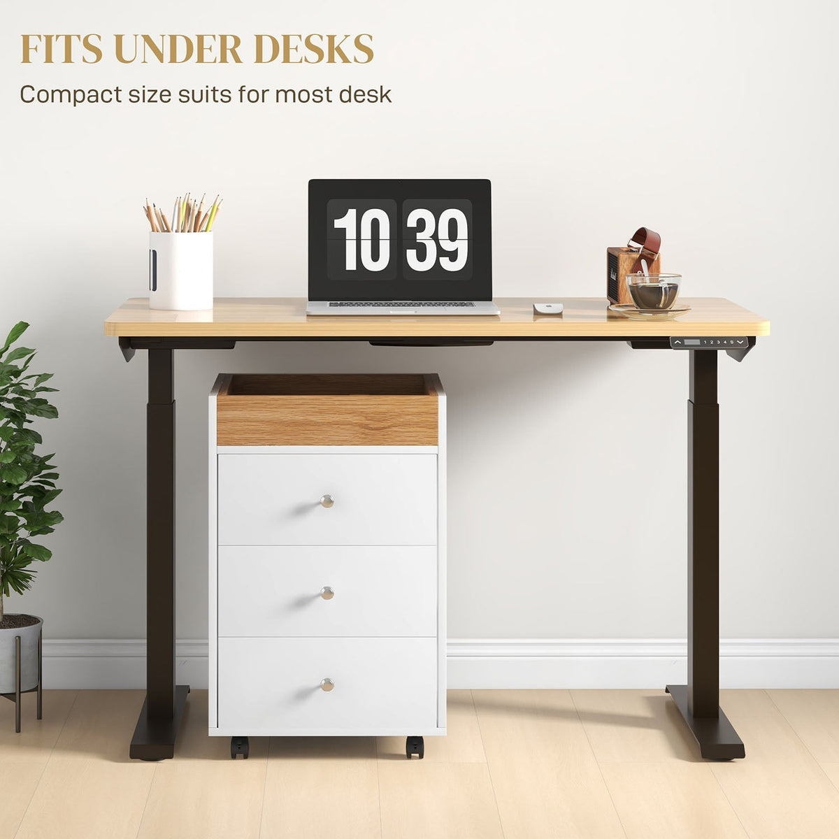 Mondawe White 3-Drawer 16.9-in File Cabinet