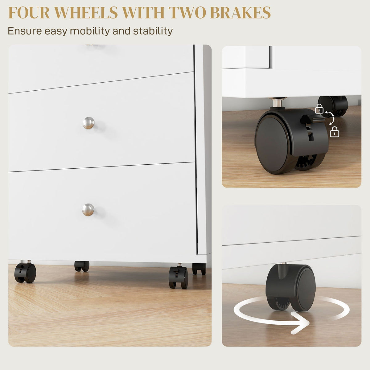 Mondawe White 3-Drawer 16.9-in File Cabinet