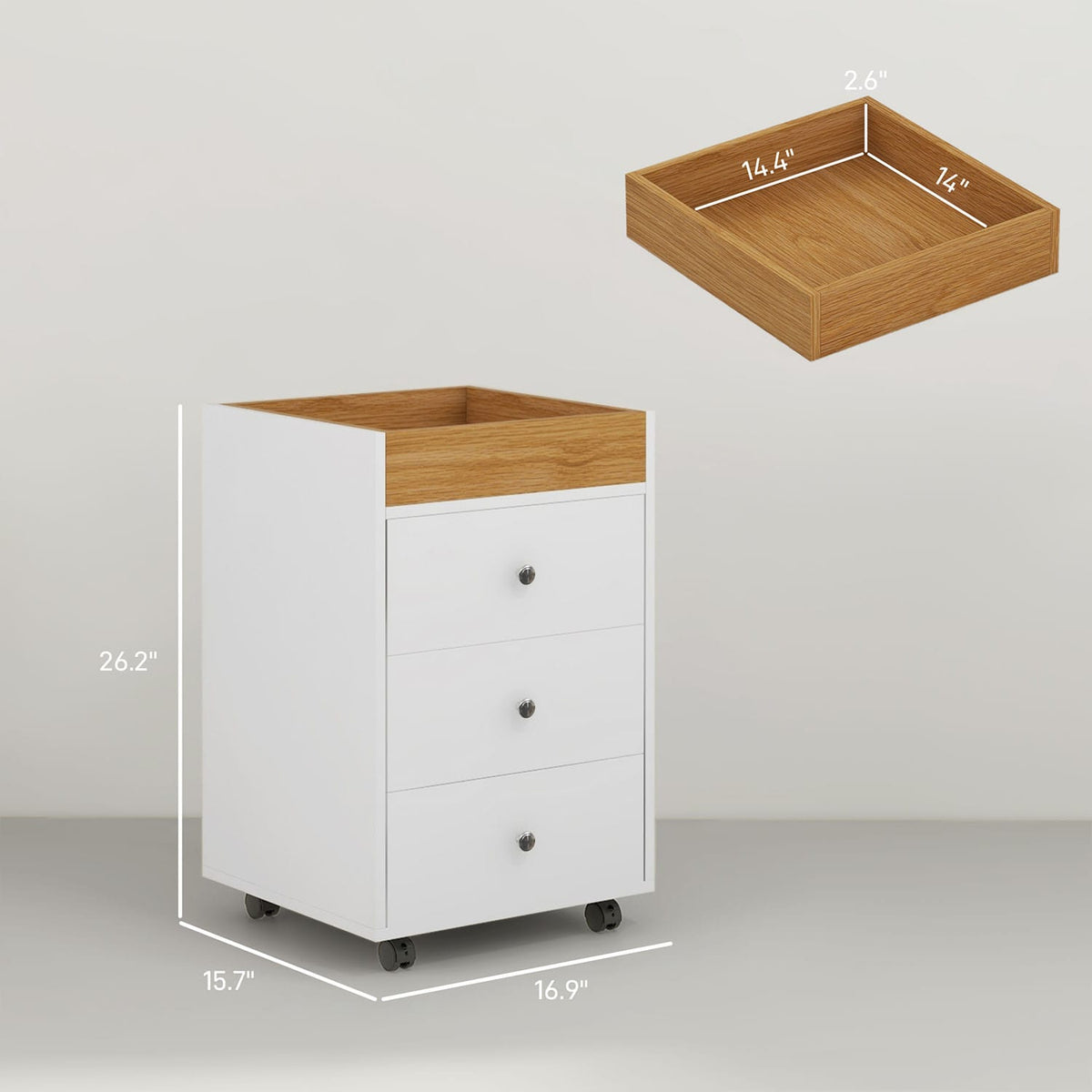 Mondawe White 3-Drawer 16.9-in File Cabinet