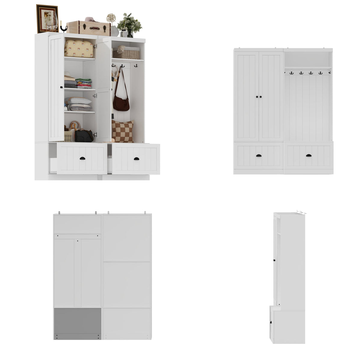 FUFU&GAGA Modern 55.3-in White Composite Hall Tree