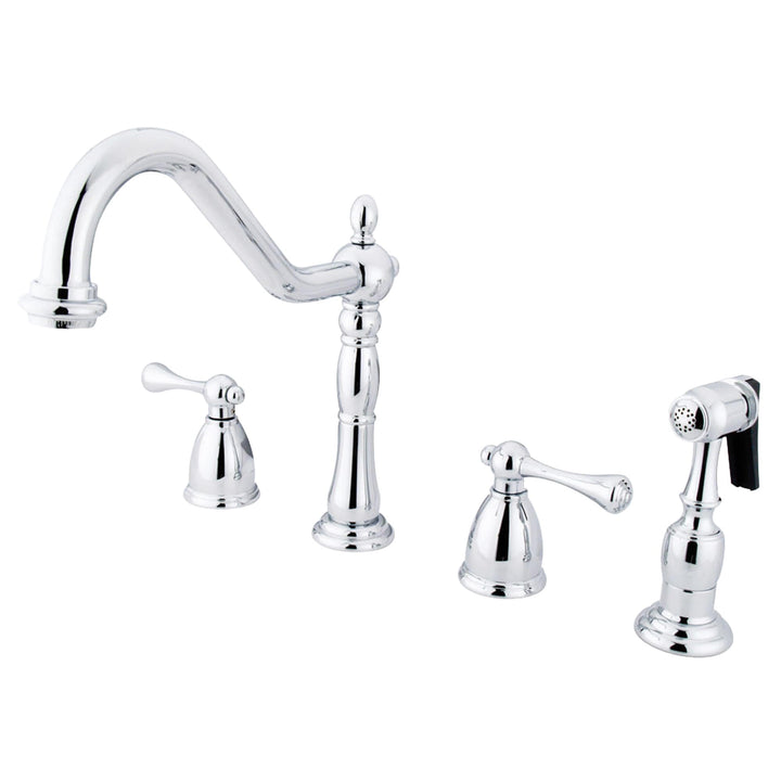 Elements of Design New Orleans Chrome 2-Handle Deck-Mount Bridge Kitchen Faucet with Side Sprayer