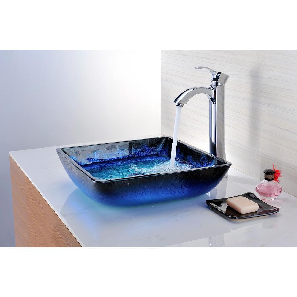Kuku Deco-Glass Vessel Sink in Blazing Blue - Super Arbor