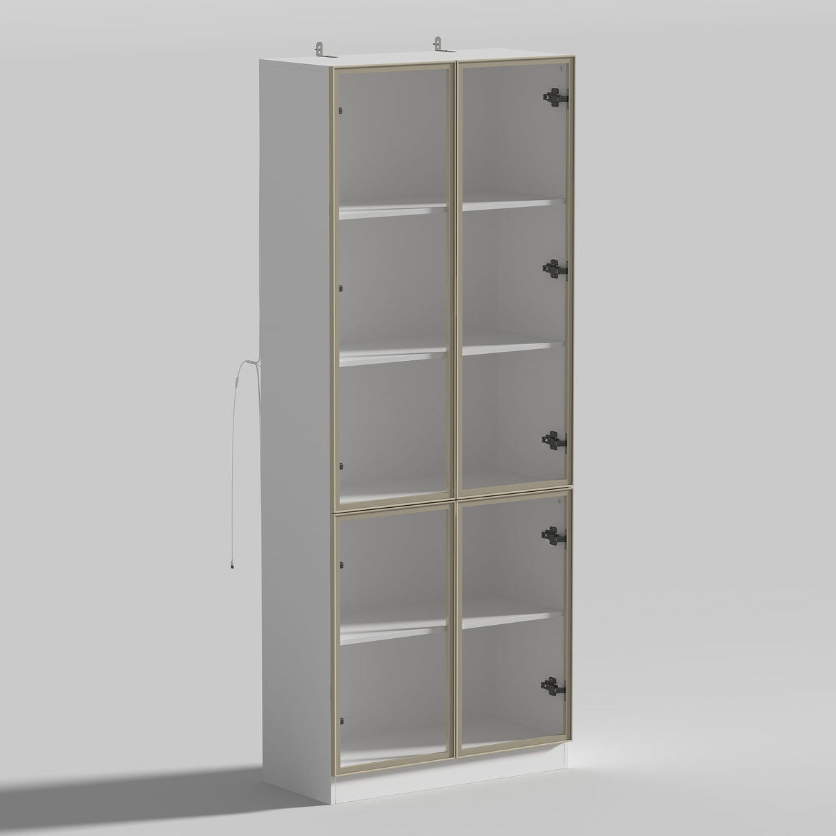 FUFU&GAGA Kitchen Cabinet With Tempered Glass Doors And Light