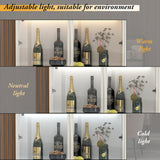 FUFU&GAGA 2 Drawers Glass Display Cabinet with Lights and Pop-up Doors