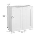 Design House Brookings 36-in W x 36-in H x 12-in D White Maple Wall Fully Assembled Plywood Cabinet (Recessed Panel Shaker Door Style)