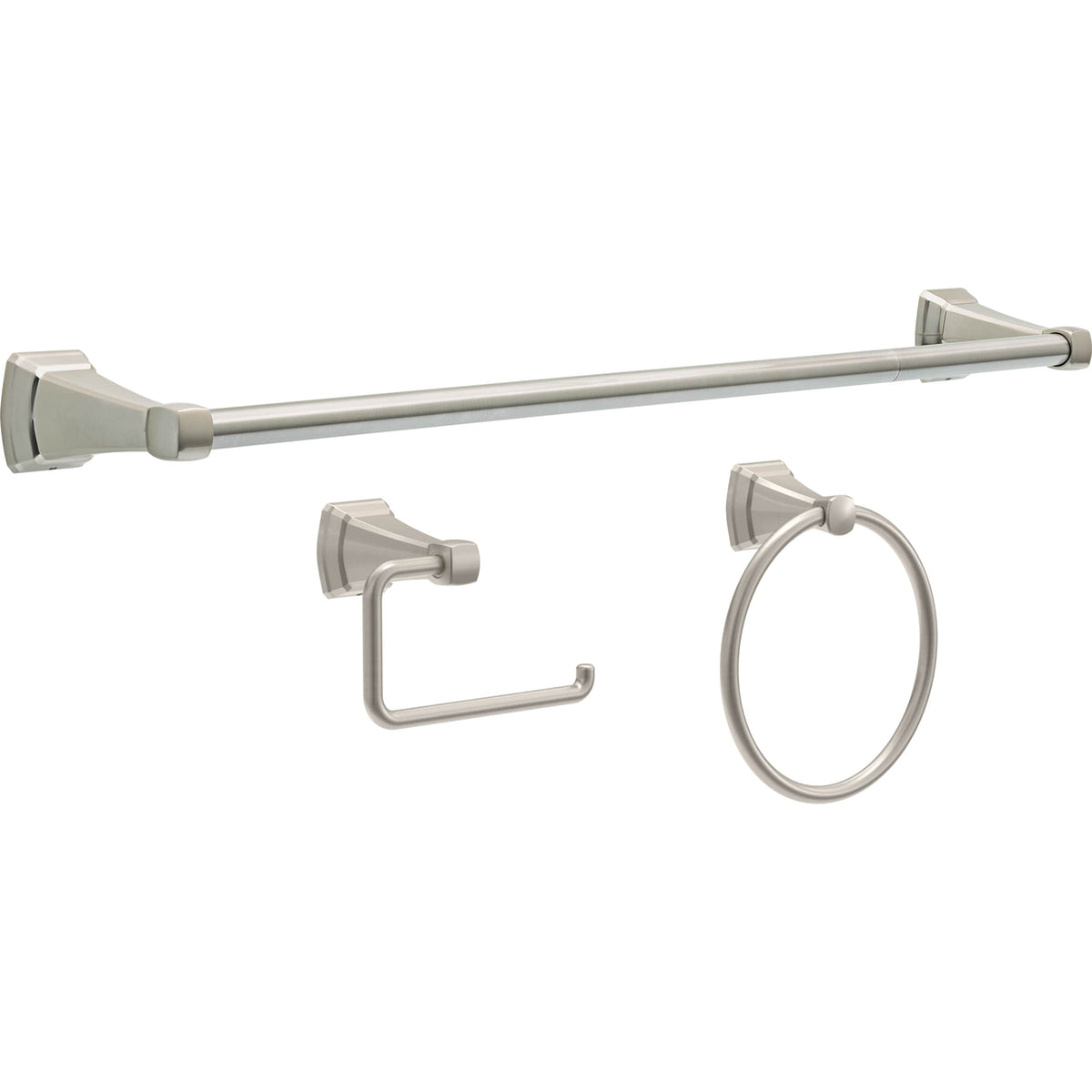 Delta Flynn 3-Piece SpotShield Brushed Nickel Bathroom Hardware Set (Towel Bar, Toilet Paper Holder, Towel Ring)