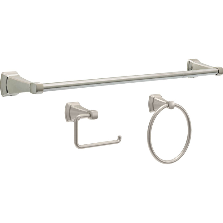 Delta Flynn 3-Piece SpotShield Brushed Nickel Bathroom Hardware Set (Towel Bar, Toilet Paper Holder, Towel Ring)