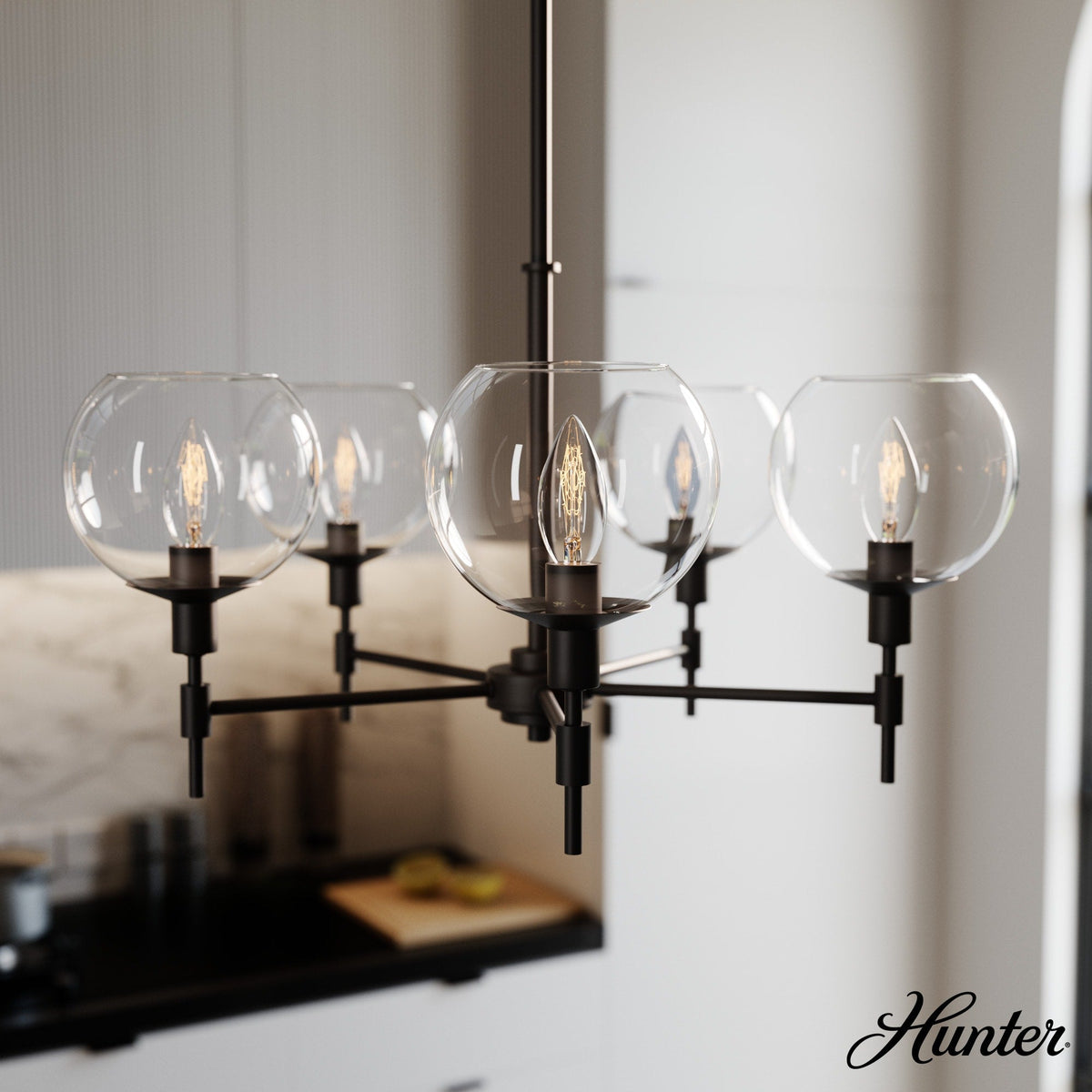 Hunter Xidane 5-Light Matte Black Mid-century Chandelier