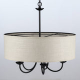 Progress Lighting Drum Shade 5-Light Matte Black Farmhouse Chandelier