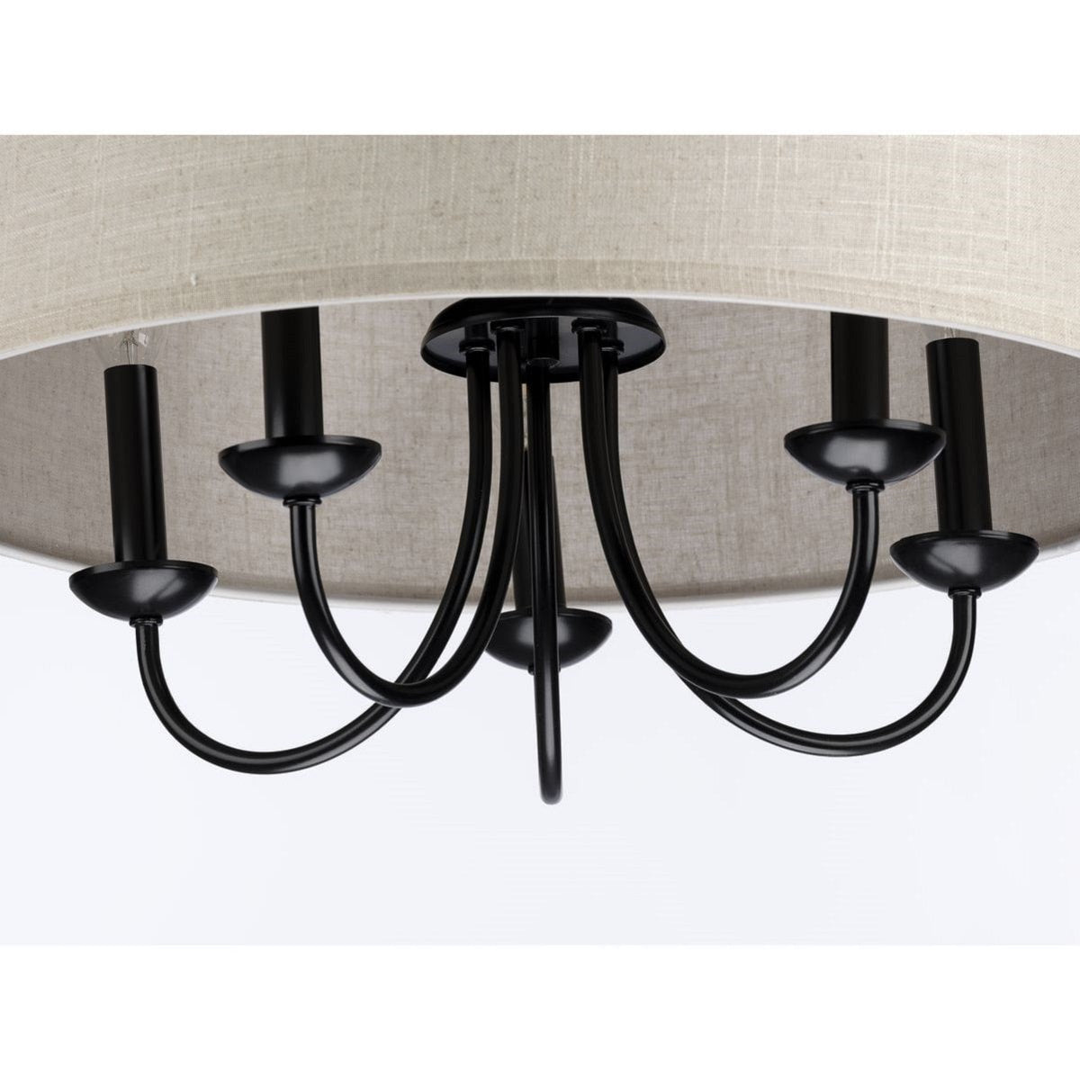 Progress Lighting Drum Shade 5-Light Matte Black Farmhouse Chandelier