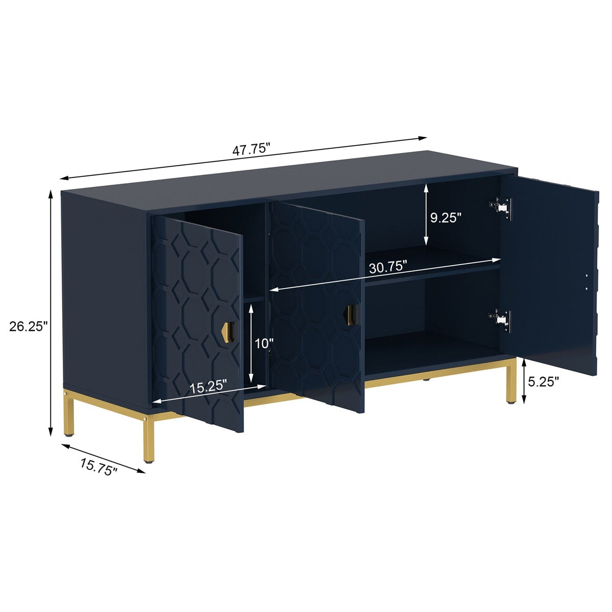 Mondawe 29.5 in. 3-Door Accent Cabinet, Blue
