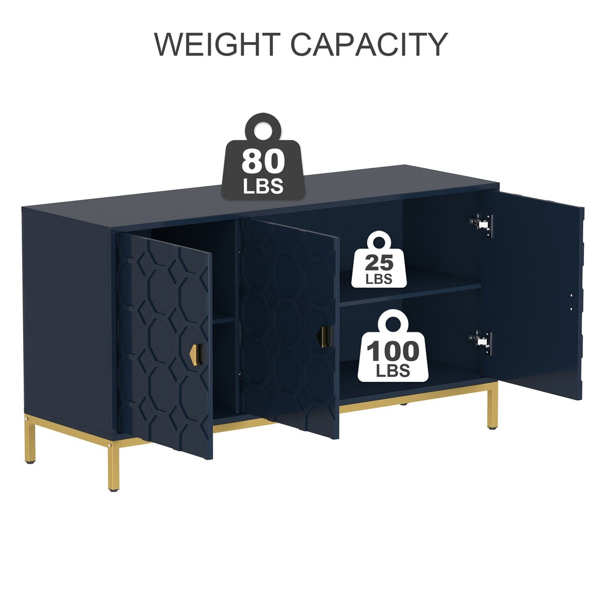 Mondawe 29.5 in. 3-Door Accent Cabinet, Blue