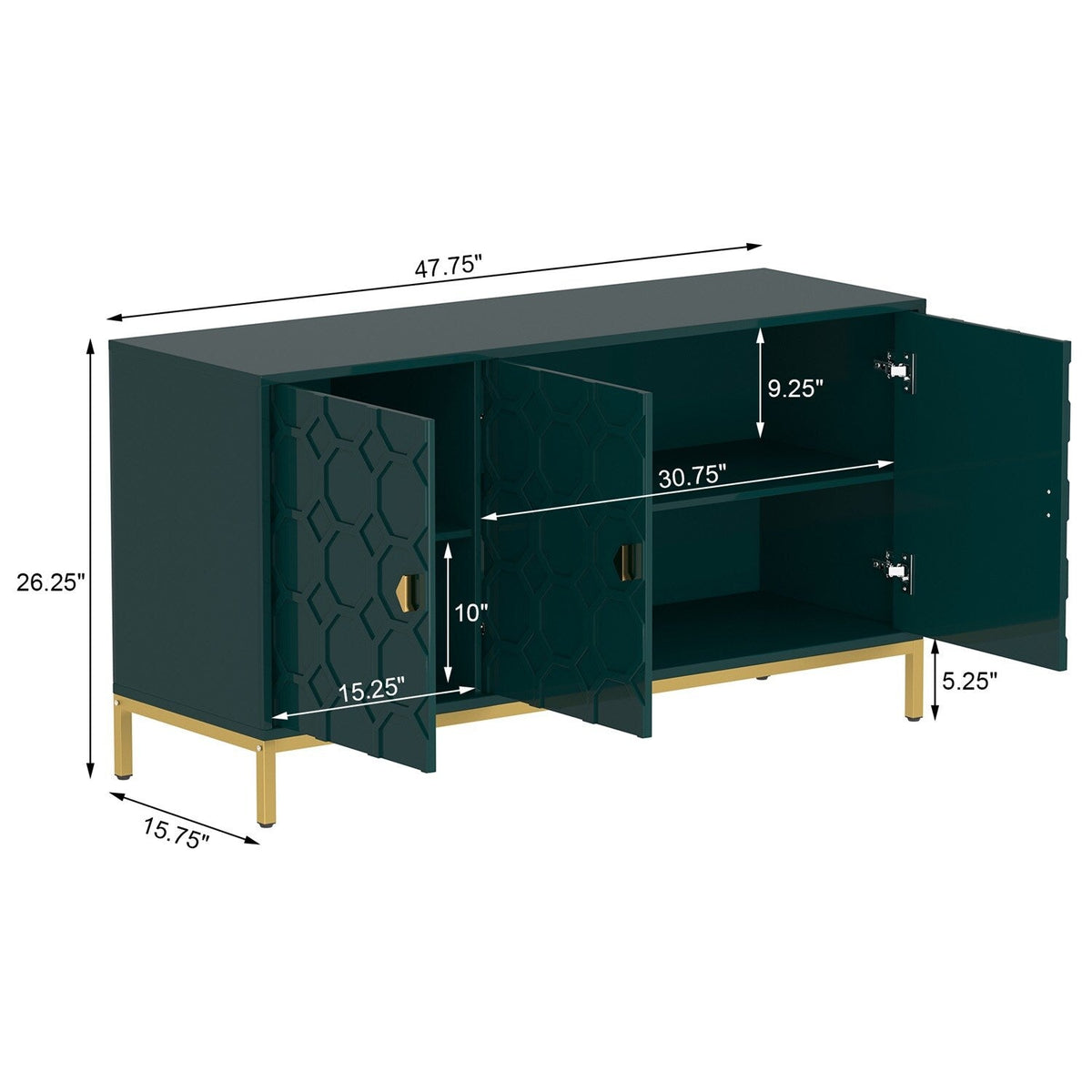 Mondawe 29.5 in. 3-Door Accent Cabinet, Green