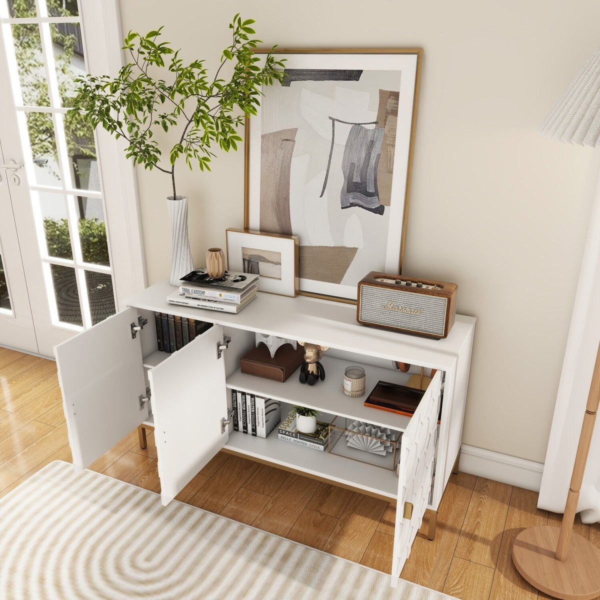 Mondawe 29.5 in. 3-Door Accent Cabinet, White
