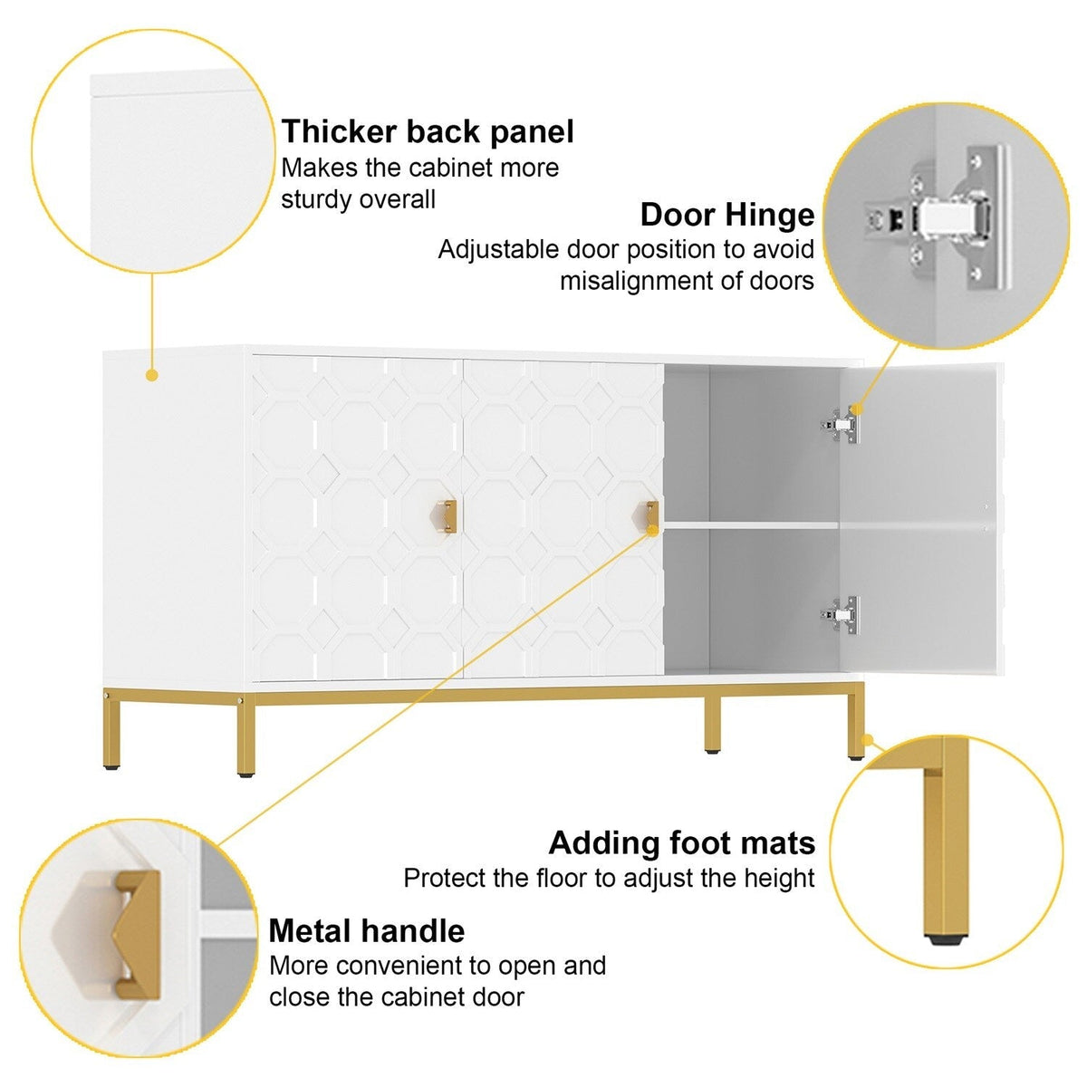 Mondawe 29.5 in. 3-Door Accent Cabinet, White