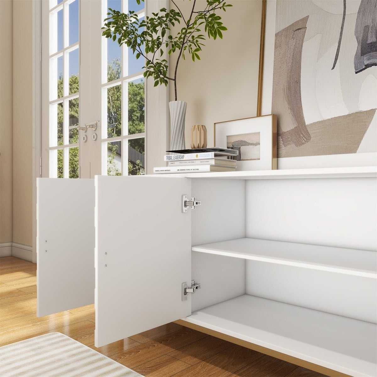 Mondawe 29.5 in. 3-Door Accent Cabinet, White