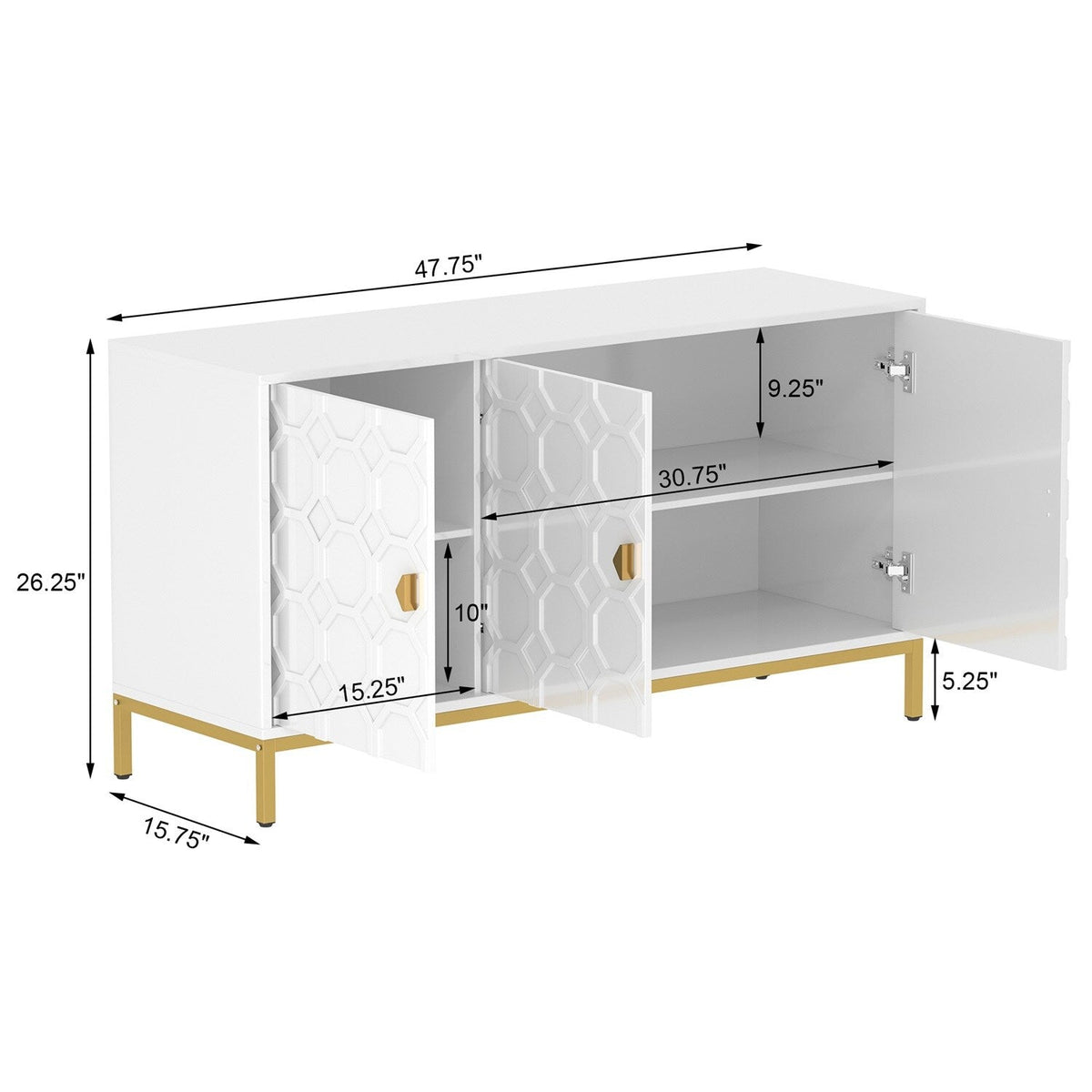 Mondawe 29.5 in. 3-Door Accent Cabinet, White