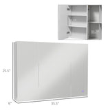 Forclover 35.5-in x 25.5-in Lighted LED Surface Mount White Medicine Cabinet