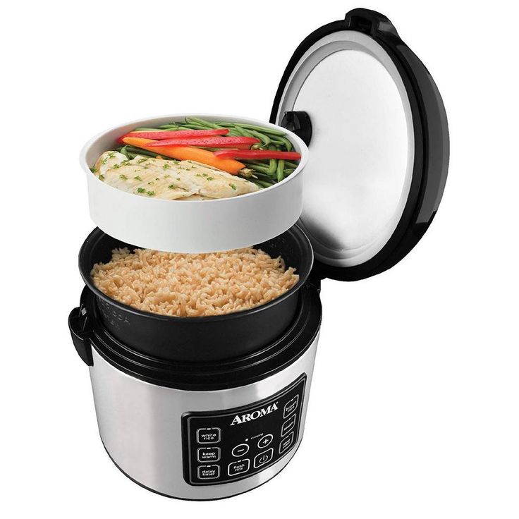 20-Cup Silver Rice Cooker with Food Steamer and Slow Cooker Functions