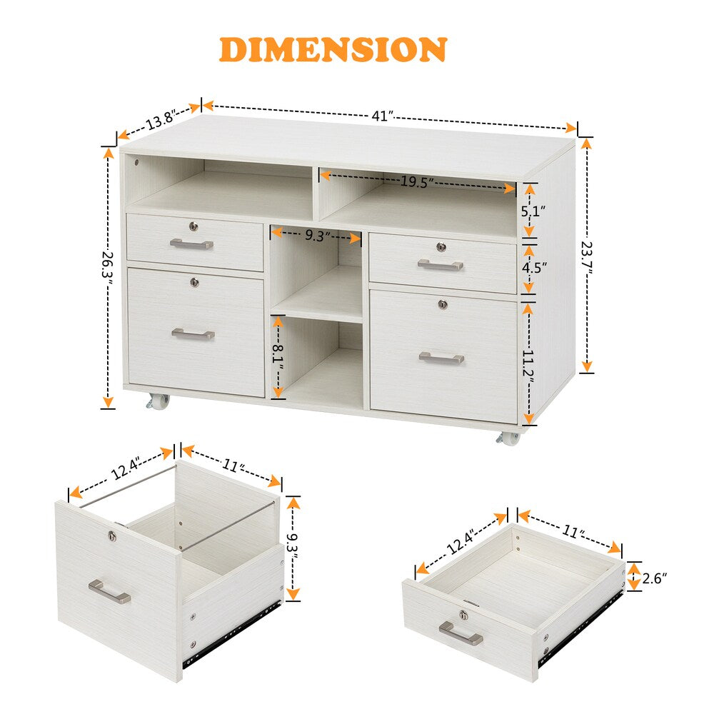 Winado White 4-Drawer 18.89-in File Cabinet