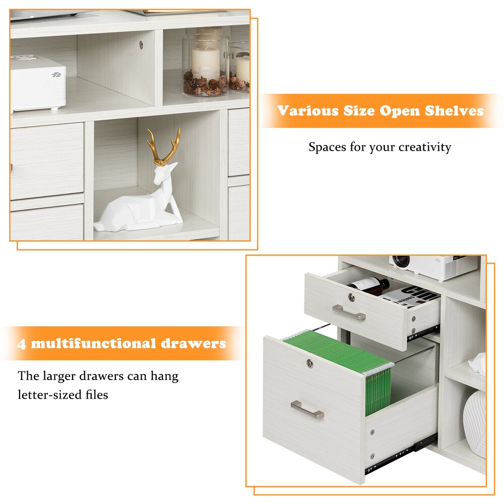 Winado White 4-Drawer 18.89-in File Cabinet