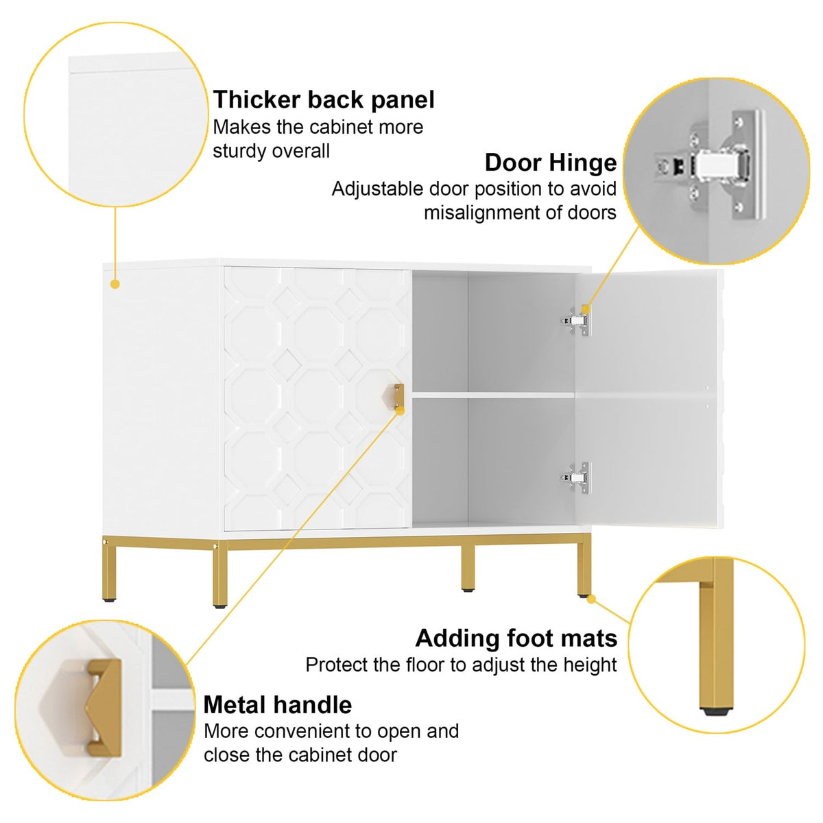 Mondawe 40 in. 2-Door Accent Cabinet Chests, White