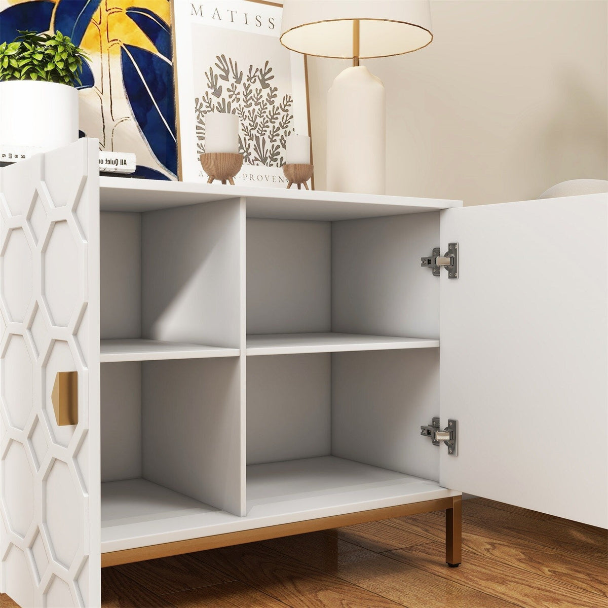 Mondawe 40 in. 2-Door Accent Cabinet Chests, White