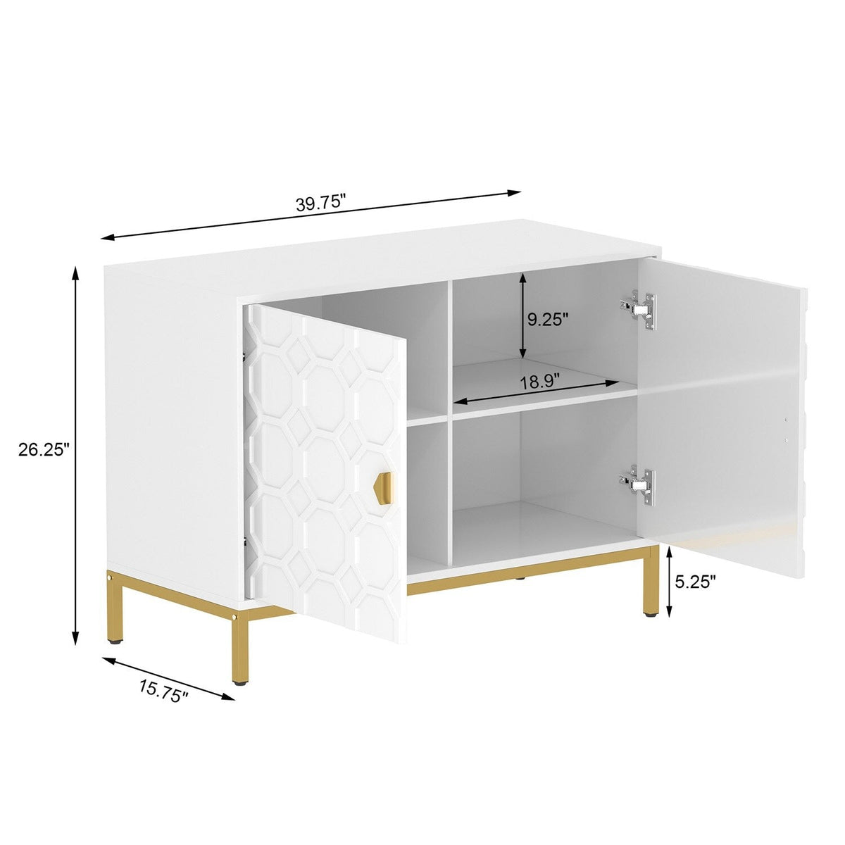 Mondawe 40 in. 2-Door Accent Cabinet Chests, White