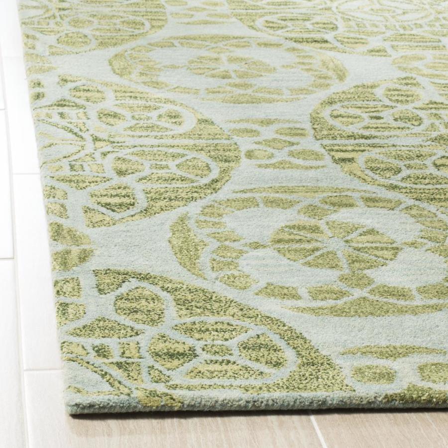 Safavieh Wyndham Hutton 10 x 14 Turquoise/Green Indoor Abstract Bohemian/Eclectic Handcrafted Area Rug