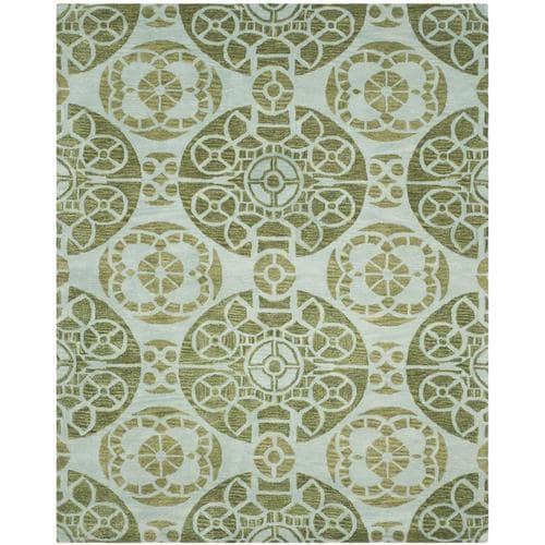 Safavieh Wyndham Hutton 10 x 14 Turquoise/Green Indoor Abstract Bohemian/Eclectic Handcrafted Area Rug
