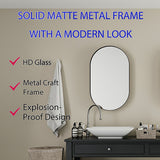 WELLFOR 20.5-in x 33.5-in Surface/Recessed Mount Black Mirrored Oval Soft Close Medicine Cabinet