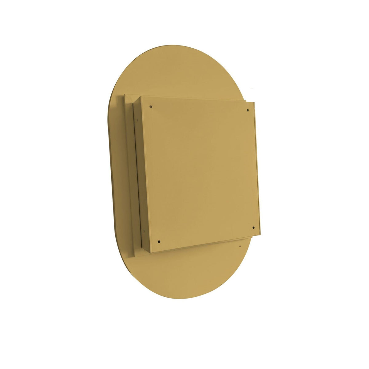 WELLFOR 20.5-in x 33.5-in Surface/Recessed Mount Gold Mirrored Oval Soft Close Medicine Cabinet