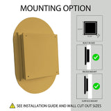 WELLFOR 20.5-in x 33.5-in Surface/Recessed Mount Gold Mirrored Oval Soft Close Medicine Cabinet