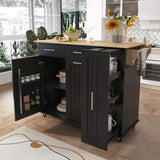 Runesay Black Mdf Base with Mdf Wood Top Rolling Kitchen Island (29.5-in x 46-in x 37-in)