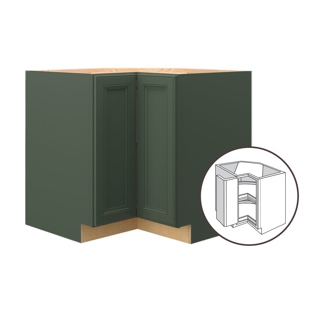 allen + roth Heathrow 36-in W x 34.5-in H x 24-in D Sage Lazy Susan Corner Base Fully Assembled Cabinet (Recessed Panel Style)