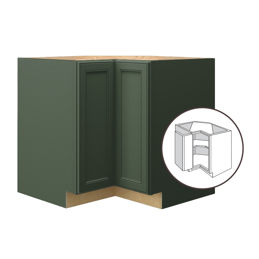 allen + roth Heathrow 36-in W x 34.5-in H x 24-in D Sage L-shaped Corner Base Fully Assembled Cabinet (Recessed Panel Mitered Style)