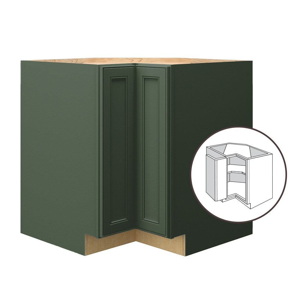 allen + roth Heathrow 33-in W x 34.5-in H x 24-in D Sage L-shaped Corner Base Fully Assembled Cabinet (Recessed Panel Mitered Style)