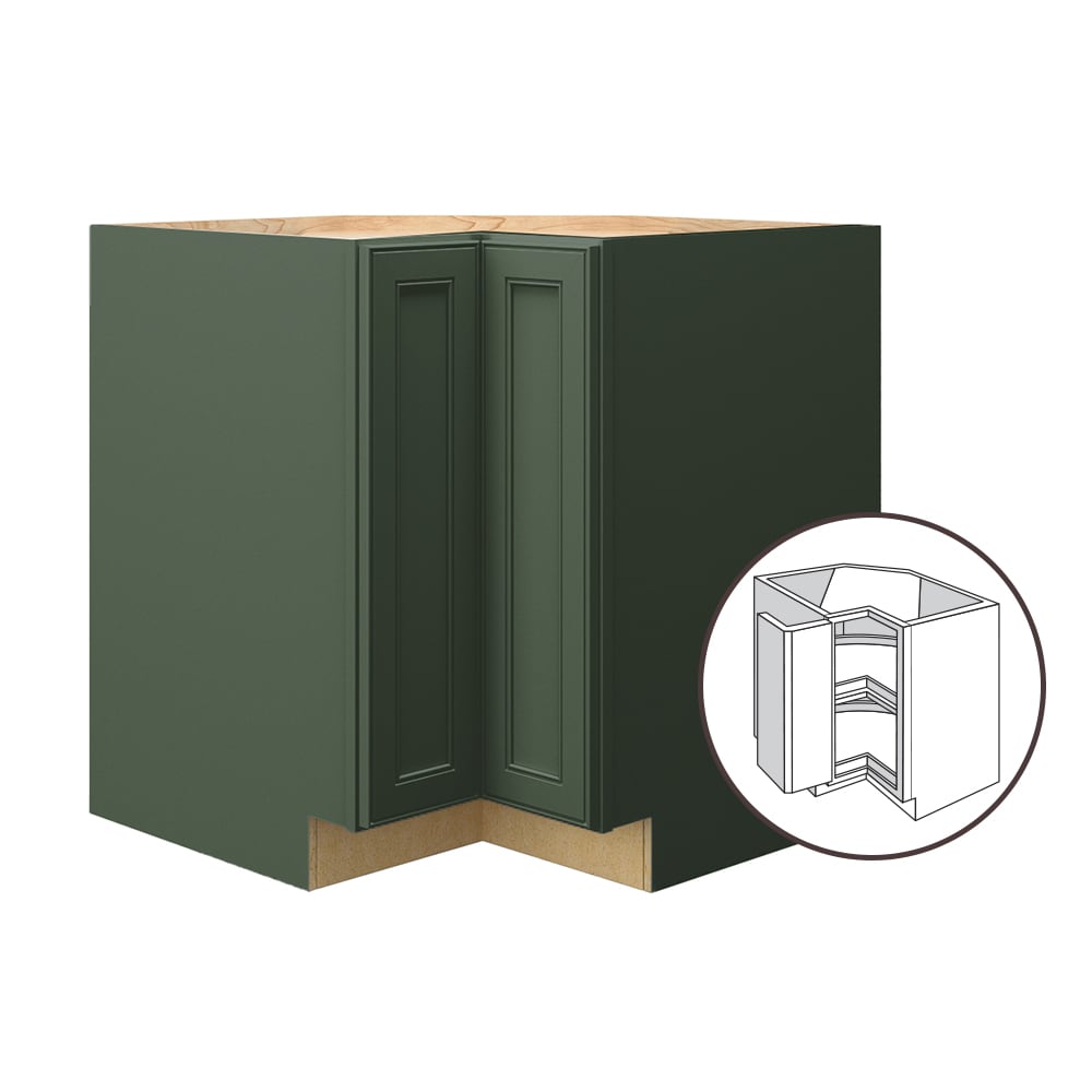 allen + roth Heathrow 33-in W x 34.5-in H x 24-in D Sage Lazy Susan Corner Base Fully Assembled Cabinet (Recessed Panel Mitered Style)