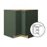 allen + roth Heathrow 33-in W x 34.5-in H x 24-in D Sage Lazy Susan Corner Base Fully Assembled Cabinet (Recessed Panel Mitered Style)