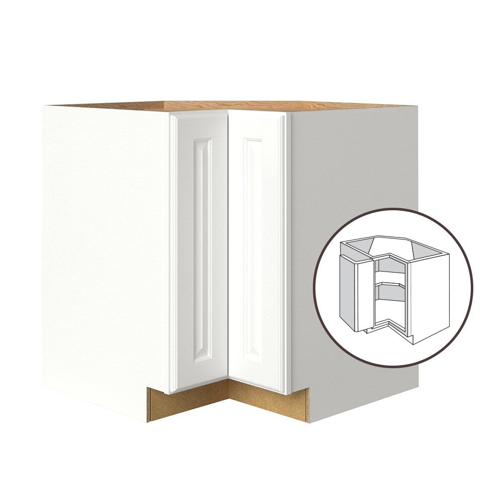 allen + roth Tilson 33-in W x 34.5-in H x 24-in D Linen L-shaped Corner Base Fully Assembled Cabinet (Raised Panel Square Style)