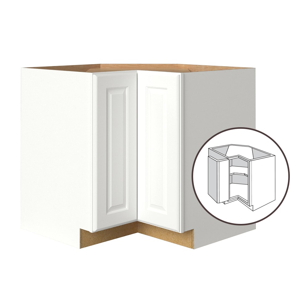 allen + roth Tilson 36-in W x 34.5-in H x 24-in D Linen L-shaped Corner Base Fully Assembled Cabinet (Raised Panel Square Style)